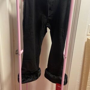 Black Faux Fur Cuffed Pants